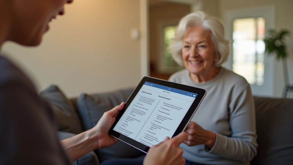 Caregiver using safety planning resources and home modification checklist