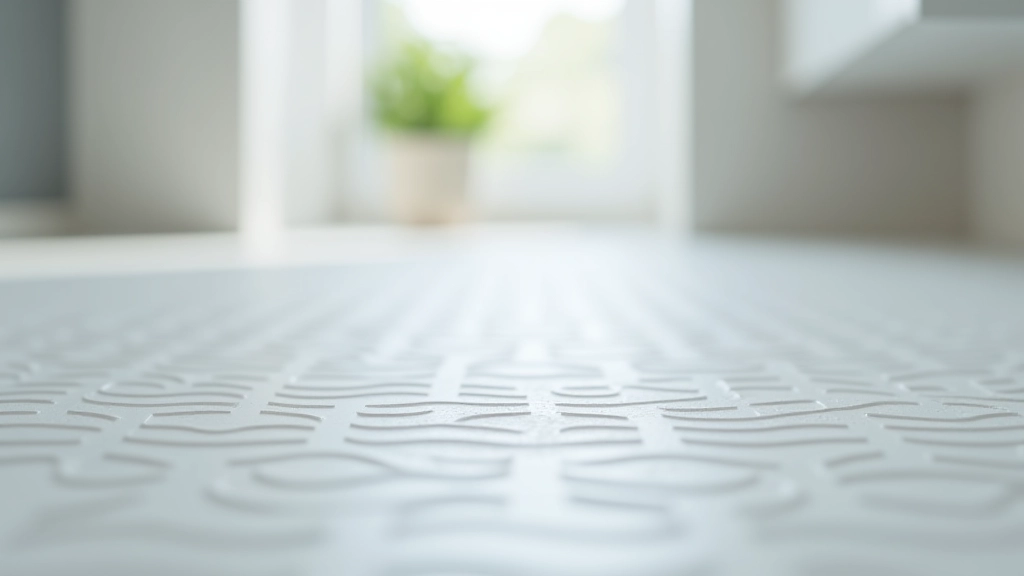 Bathroom floor comparison showing slip-resistant non-skid flooring material with textured surface designed to prevent falls