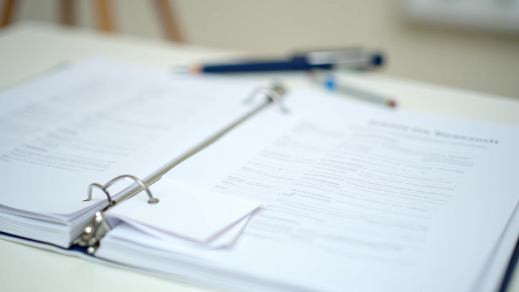 Organized emergency binder with tabs for medical history, medications, insurance documents, and emergency contacts displayed open on desk