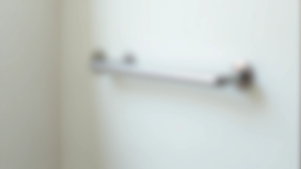 Close-up detail of properly installed stainless steel grab bar on bathroom wall showing correct diameter, wall mounting hardware, and spacing specifications